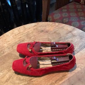 Tods size 7 red suede ballet flat